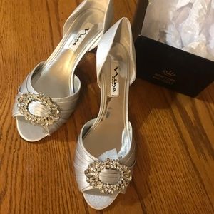 New Nina Silver 7.5 D’Orsay Bridesmaid Bridal